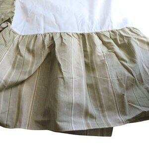 Vintage Waverly King Size Bed Skirt Green White Striped 14.5" Drop USA Made